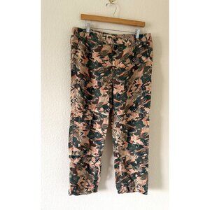 Sundance Women's Catalog Lagoon Camo Linen Blend High Rise Cargo Pants Petite 12